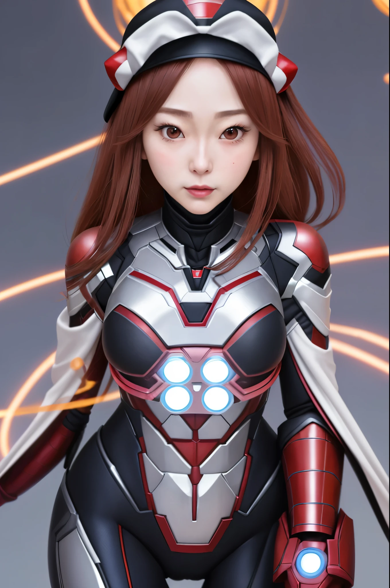 Flash, woman, ant man, spider-man, iron_man, people think, wearing armor, hat, color, perfect details, long hair girl, sexy, cute, blushing, long legs, Kamizato Ayaka(genshin impact), single, exquisite facial features, perfect face, white skin, looking at you, different movements, (huge, very large, especially large, exaggerated,) abnormal proportions, frontal shots,