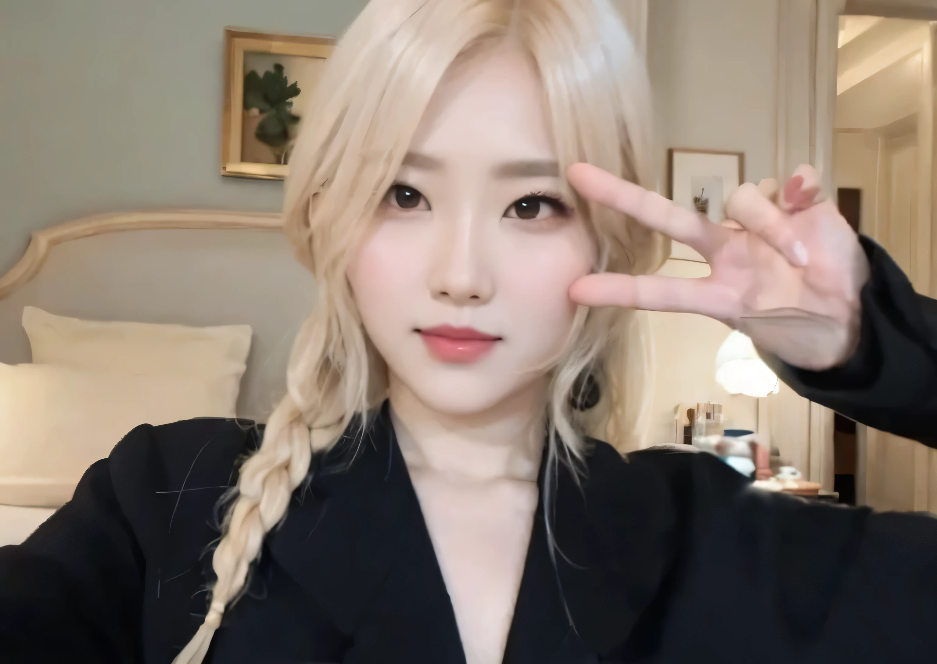 Roseanne Park, cabello rubio, lacio, labios carnosos, Doll lips, ojos grandes.