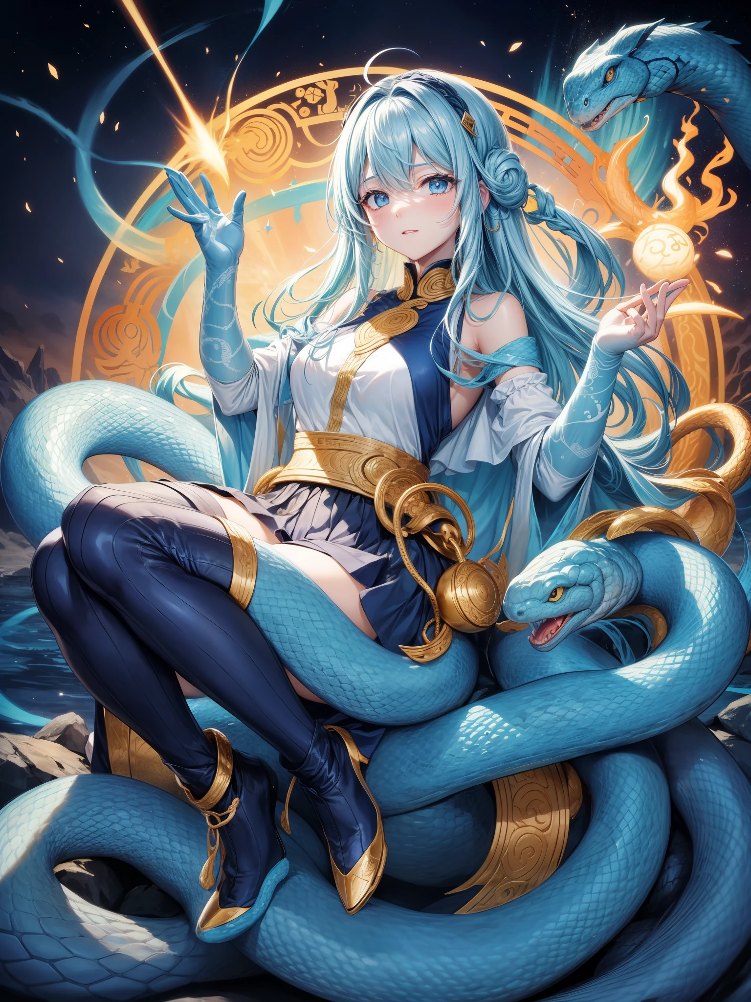 The coiled snake、It is a scene where the mystery of nature and tension intersect.。The smooth scales reflect the light、Its body is supple and twisting.、一層Also一層と自らを巻き付けていきます。

Slowly lifting from the part in contact with the ground、When you wrap your body in a circular motion,、Its shape reminds the viewer of ancient symbols and symbols of power.。The coiling movement、At first glance it seems quiet and calm、Behind it lies the power of an instantaneous attack.。

The snake&#39;s eyes calmly gaze upon the surroundings.、His sharp gaze captures every movement.。The wrapped body、It&#39;s like a spiral pattern, intricately intertwined、You&#39;ll feel the powerful muscles hidden inside.。By adopting this posture、The snake shows off its presence to the fullest.、Intimidation、Prepare for defense。

The coiled snake、The intricacy and beauty of nature are condensed here.。Its shape is、It can also be a magical symbol from ancient myths and legends.。Also、The patterns and colours of the snake&#39;s body、Standing out even more in the coils、I feel the breath of life in every movement.。

as a whole、This scene is not just a part of nature.、It symbolizes the strength of life and the harshness of nature.。The coiled snake shape、The power and beauty hidden in its quiet movement、It represents the complex balance and harmony of nature.。