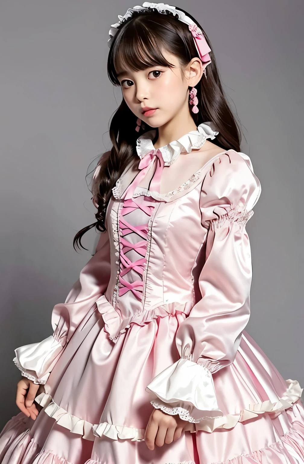 highest quality, masterpiece, highest resolution, artwork, Super nipples, skirt flip, and get used to it, many get used to it, get used to it, それにget used to it, 3k realistic pictures,,((two 10 year old little girls)),Ultra-detailed juvenile face,two are princesses,full length ball gown dress with hoop skirt,ruffled yoke collar,puff sleeves,long sleeve,((Lolita style hot pink detailed princess dress with lots of ruffles and ribbons)),Rococo style lolita fashion,shiny satin dress,Soft and smooth fabric,luxury,