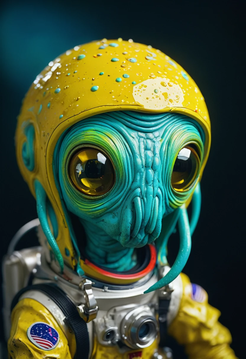 8K, ARTISTIC photogrAphy, best quAlity, mAsterpiece: 1.2), A (potrAit:1.2) Don Bluth Style  ASTRONAUT Cthulhu yellow Toon Doll, full body RAW candid cinema, cyan hair, 16mm, color graded portra 400 film, remarkable color, ultra realistic, sad admosphere, dark lighting, oppressive atmosphere, depressive colors, kodak portra 400, photograph,r, Natural Light,  Pinhead lighgts, blur reflection, Brush Strokes, Smooth, abstract, Splatter, Oil On Canvas, rainbow colors, fractal isometrics details bioluminescens : a stunning realistic photograph of wet bone structure, 3d render, octane render, intricately detailed, titanium decorative headdress, cinematic, trending on artstation | Isometric | Centered