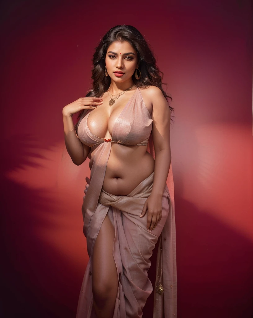 Indian sexy WOMEN WEARING saree , ancient sex goddess , perfect figure , big boobies , showing her round belly button , sexy deep navel , curvy waist , thick legs , slutty makeup , dark eyeliner , HOT red lips , long hairs , earrings , shinny ornaments , necklace , 8k resolution , photorealistic , ultra realistic , HD Quality , photography , long shot , full body photograph , cinematic lighting , daylight , Hasselblad photography , ARRI Photography , details , extreme details , little details , ultra sharp photo , perfect picture , fine details , HQ ,
