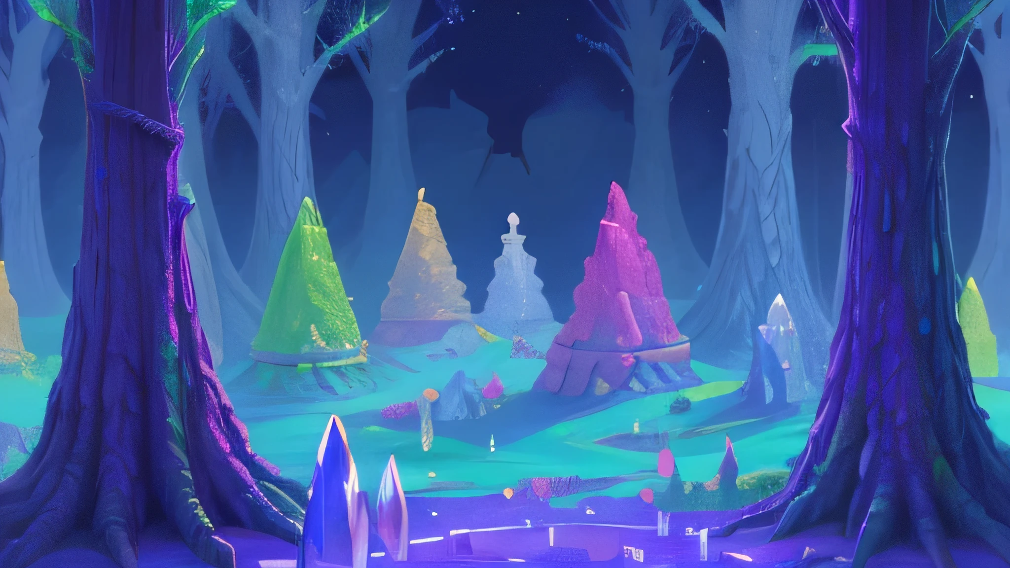 A colorful and vibrant pixel art scene in a hallow biome, a hallowed and terraria-inspired background, highly detailed, intricate, 8k, masterpiece, award winning, cinematic lighting, lush vegetation, glowing crystal formations, fantastical creatures, stunning color palette, dreamlike and magical atmosphere, Forest,