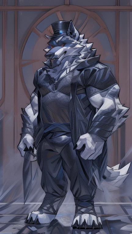 (High resolution, best quality, masterpiece), detailed, ultra detail, 1male, physically fit, muscular body, fierce expression, dark eyes, (detailed eyes), Yellow hair, short length hair, full body, ((dragon horns)), ((face: dragon scales)), face covered in scales, human body, human skin ((topwear: fur lined coat, bottomwear: baggy jeans)), Grassfeild background, part draconic, somber expression, inhuman, reptilian skin