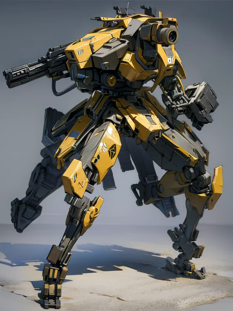 robot man, Full body. Black and yellow, combat robot. Detailed, complicated shape.