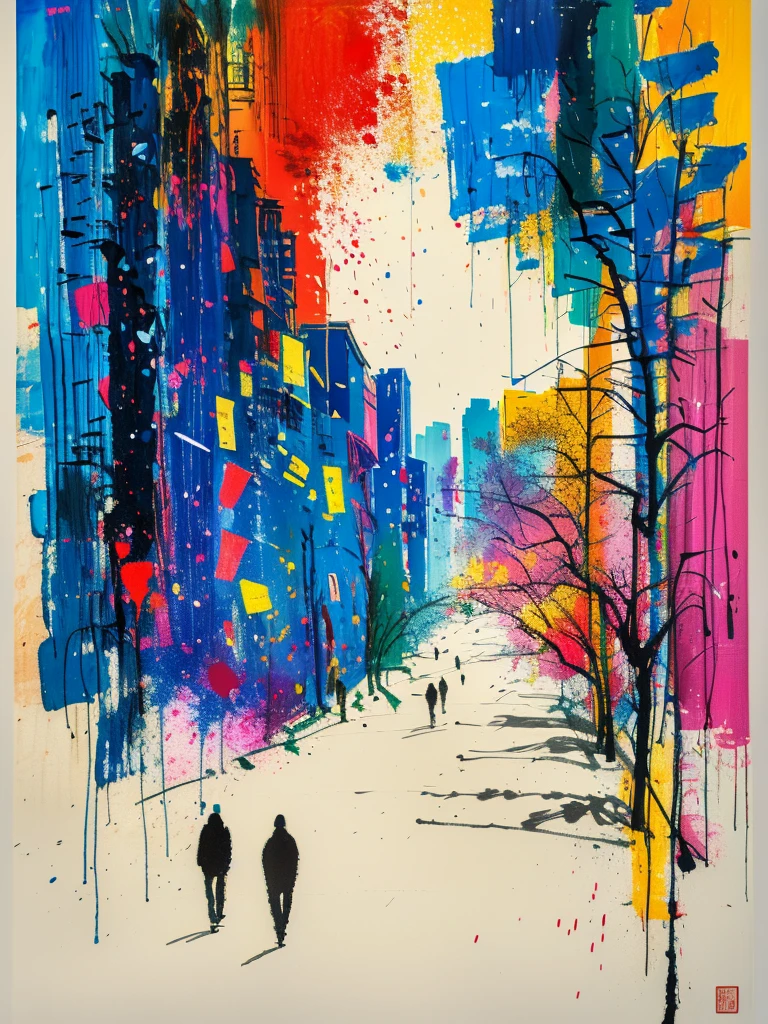 masterpiece, best quality, Color ink painting, 男性contour，athlete，dynamic姿势，contour，Graffiti，Ink splatter，Bold Colors，dynamic，Colorful，Abstract Painting，Look closely，Like a person，artwork，mystery，design，colorful inkpainting