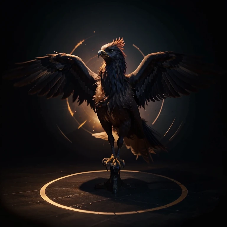 A phoenix within a circle dark background majestic shape for a Youtube channel logo