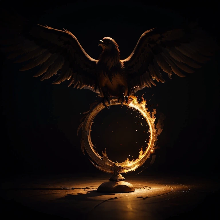 A phoenix within a circle dark background majestic shape for a Youtube channel logo