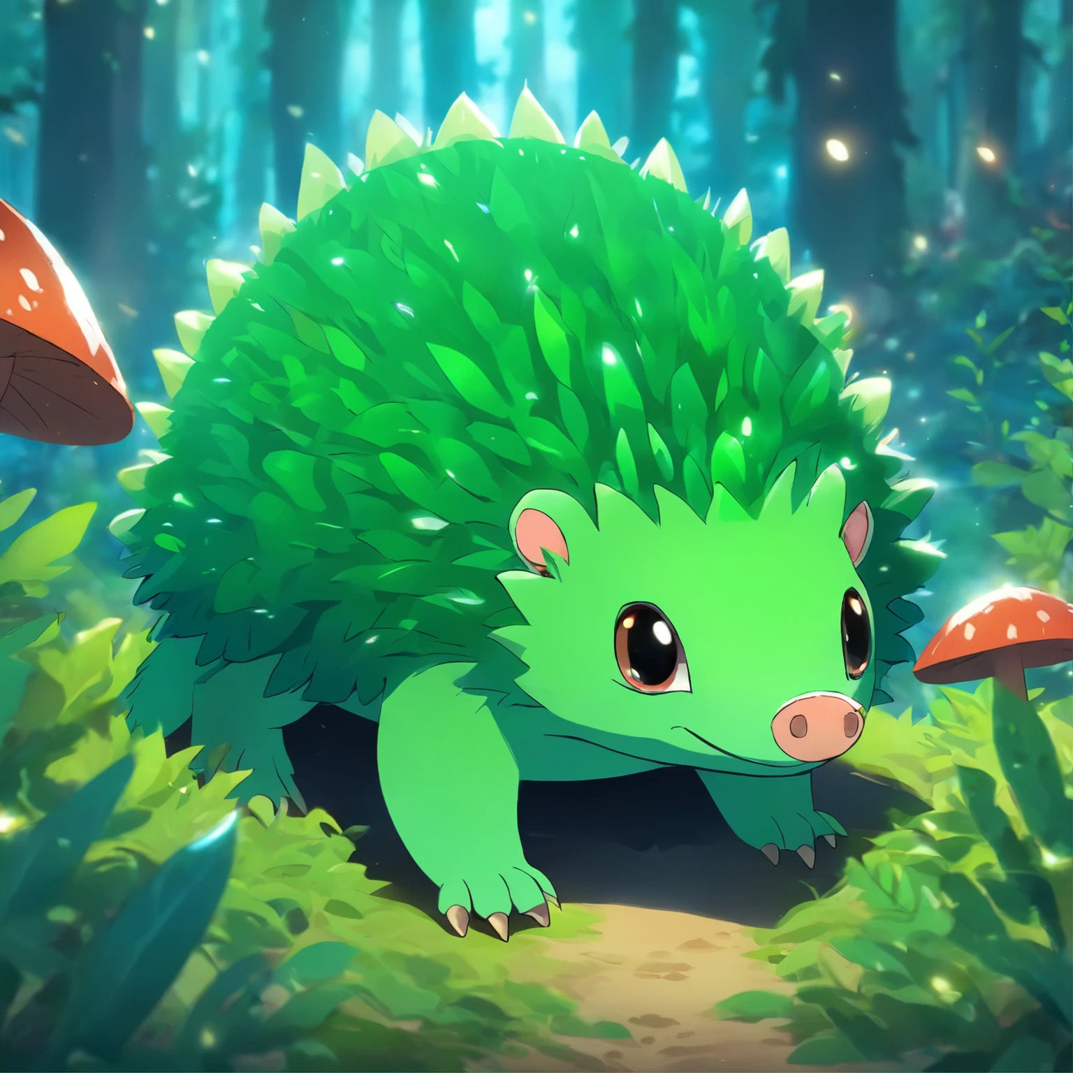 a close up of a green slug on a leafy surface, fluffy green belly, a plant monster, cute little creature, nudibranch, polychaeta, sea creature, plant monster, cute creature, vicious snapping alligator plant, alien plant, cute forest creature, curved horned dragon!, adorable glowing creature, beautiful!!!!!!!!!, that looks like a insect, head of green hedgehog