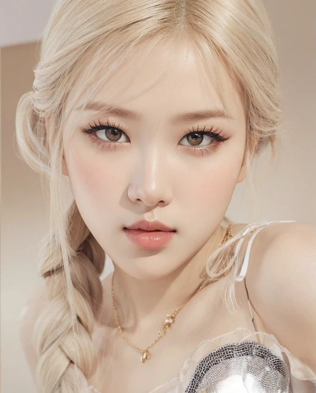 Roseanne Park, cabello rubio, lacio, labios carnosos, Doll lips, ojos grandes.