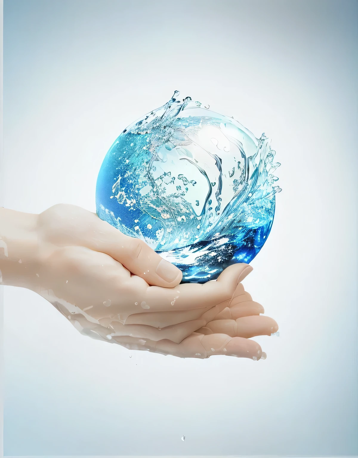 someone holding a water globe in their hand with a wave coming out of it, water manipulation photoshop, water manipulation, water art manipulation, water, water in background, filled with water, there is water splash, made of water, water to waste, tansparent water, water water, water art photoshop, ultra detailed water, Holding the Earth, detailed water