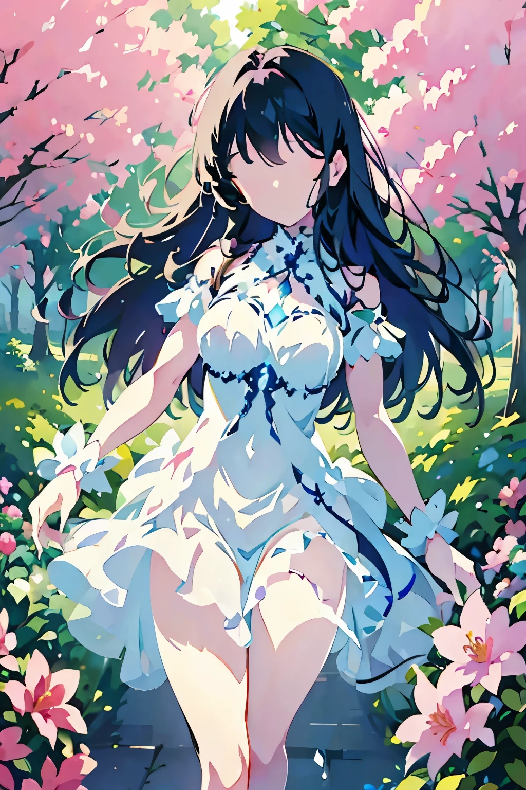 A beautiful girl in a white tutu, dancing gracefully in a lush garden, (best quality,4k,8k,highres,masterpiece:1.2),ultra-detailed,(realistic,photorealistic,photo-realistic:1.37),beautiful detailed eyes,beautiful detailed lips,extremely detailed eyes and face,longeyelashes,porcelain skin,lithe dancer's physique,elegant posture,flowing movements,sunlight filtering through trees,flowers blooming all around,ornate garden trellis,cobblestone path,impressionist landscape painting