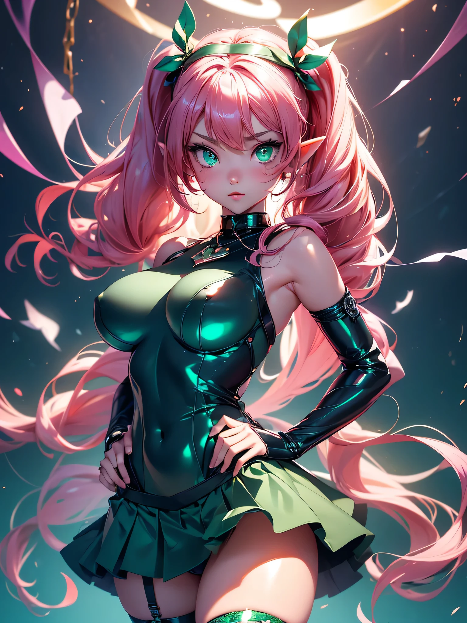 :1.1, high resolution:1.7, incredibly absurdres, kawaii:1, cute:1.5, hires.fix, anime visual:1, incredibly fine illustration,8k,masterpiece:1.2,best quality, high quality, exquisite, beautiful, insaetailed, intricate detailed, extremely detailed, Super Definition, ultra high res, Super Resolution, best aesthetic, ultra detailed:1.5, best quality, perfect face, detailed face, masterpiece:1.2, illustration:1.2, 8k cg wallpaper, stunning art,absurdres,octane render,ultra hires,(Idol),16yo,Beaut,((loli and big bts)),(Cute and lovely),cute girl,((anime elf with extremely cute and beautiful red hair)),((((twintails)))),(heart shaped hair ornament,((green_eyes:1.3))),intricate eyes,beautiful detailed eyes,symmetrical eyes,big eyes:1.5,enchanting bright eyes studded with gold and silver dust,(((pinky and glowing_skin,plastic glitter skin,exaggerated shiny skin,illuminated skin))),upward breasts,waist slender,(detailed body,(detailed face)),cute,daring,zettai ryouiki,show skin,best relationship with four fingers and one thumb,Very Fine Face and Eyes,Very Fine Hair,(Perfect Anatomy),((girl trembling with sexual climax)),((dark purple cyber suit with micro skirt),Garter Belt,Bare shoulders,Check out our thru-rack chokers and midi rings with chains),cameltoe,pussy line,wide shot,Hestia (DanMachi)