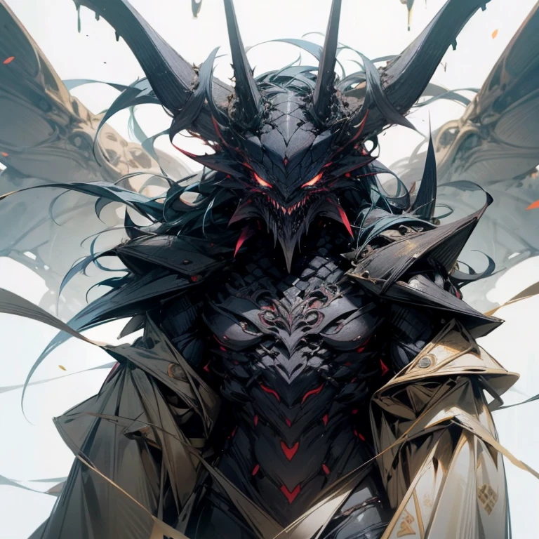 Please draw a horrible, grotesque monster with two horns that is neither human nor monster.