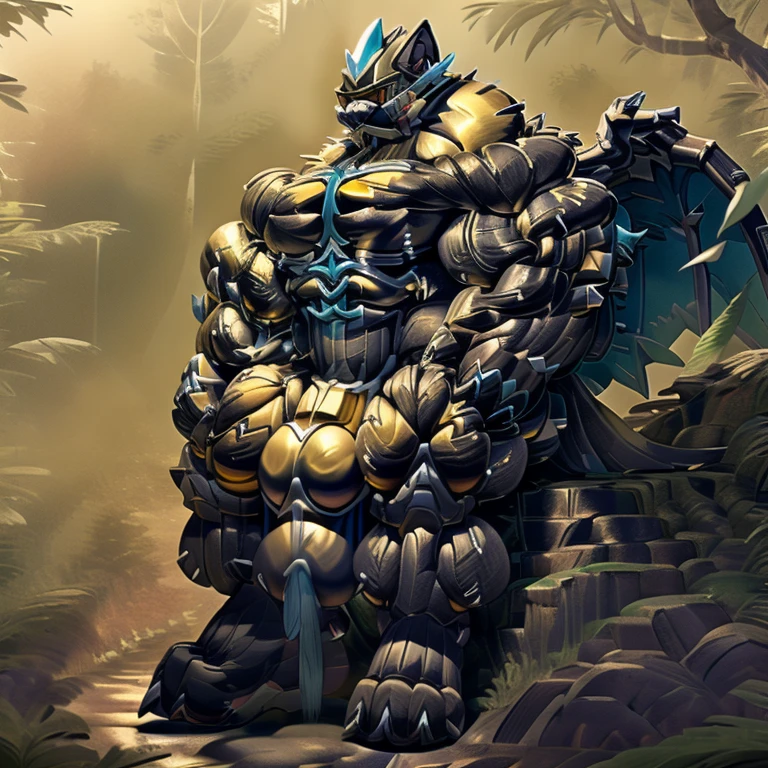 universe, (zeraora), (gigantic muscles), 8K, Masterpiece, highres,
GOLD COLOR visor, Detailed head, Detailed Body, full body, Detailed abs, wearing crNanosuit, big muscle (pecs, triceps, traps) unusually developed muscular body, body full of huge muscles. showing off muscles, pectorales enormes. Exaggeratedly huge muscles. Gigachad Muscular, gigantic muscles, Colossal giant NANOSUIT over a battlefield,
The claws are sharp,
Sharp teeth,
Spread wings, have big wings.
nj5furry, Animal paws, sitting on the throne, big penis (black color), long legs,