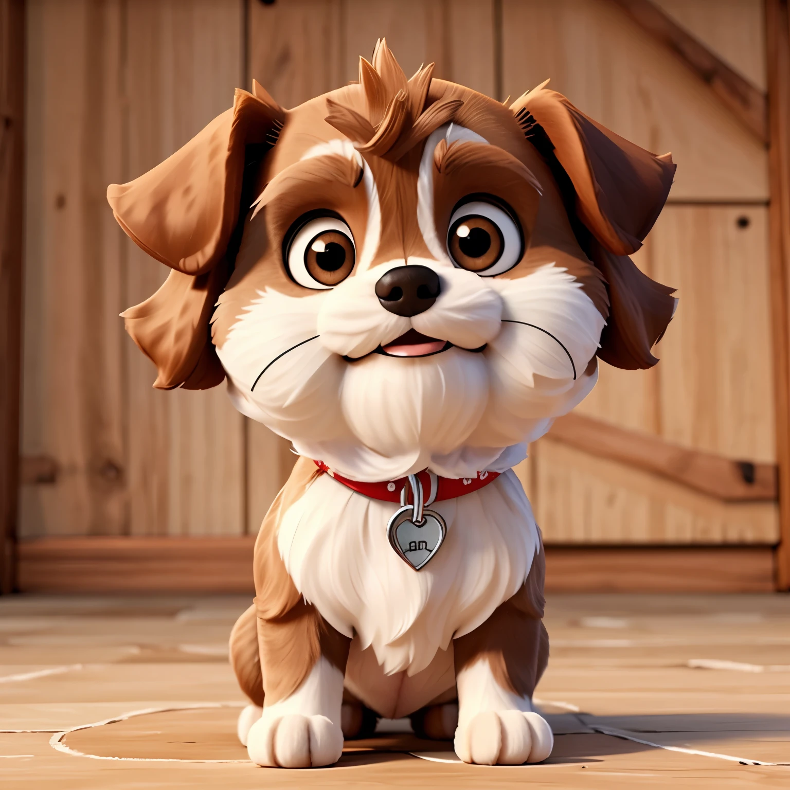 Brown and white Shih Tzu puppy
