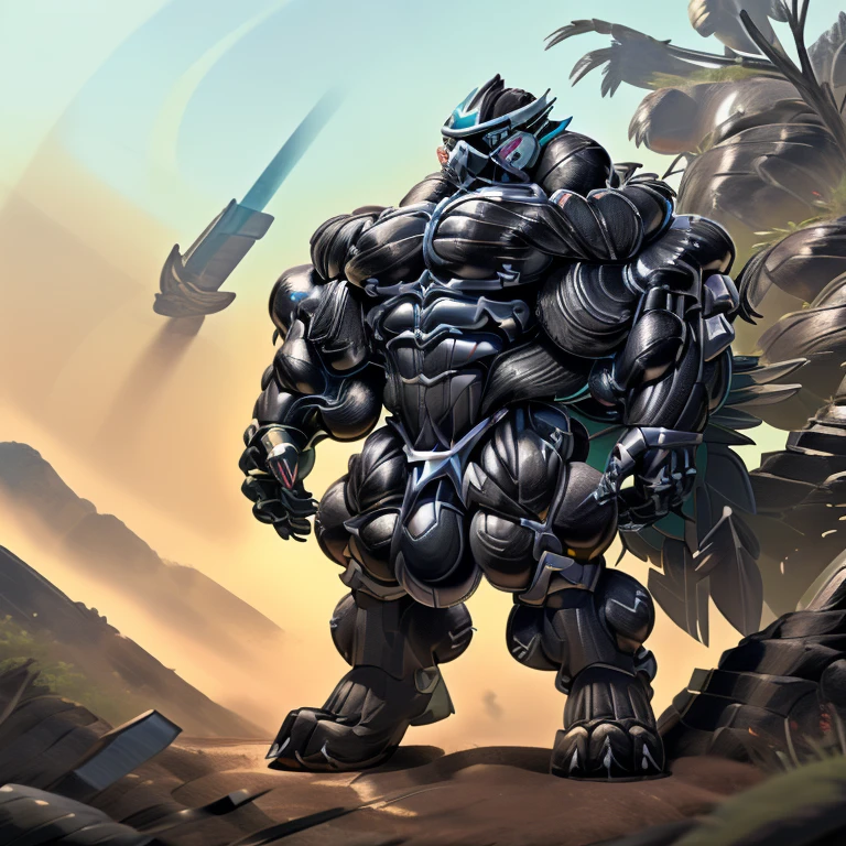 BLACK COLOR, ZERAORA, (gigantic muscles), 8K, Masterpiece, highres, future fiction. Detailed head, Detailed Body, full body, Detailed abs, wearing crNanosuit, big muscle (pecs, triceps, traps) unusually developed muscular body, body full of huge muscles. showing off muscles, pectorales enormes. Exaggeratedly huge muscles. Gigachad Muscular, gigantic muscles, Colossal giant NANOSUIT over a battlefield, The claws are sharp, Sharp teeth, Spread wings, have big wings. nj5furry, Animal paws, hyper (black color), long legs, wearing a tiny thong (metallic color: jet black thong)