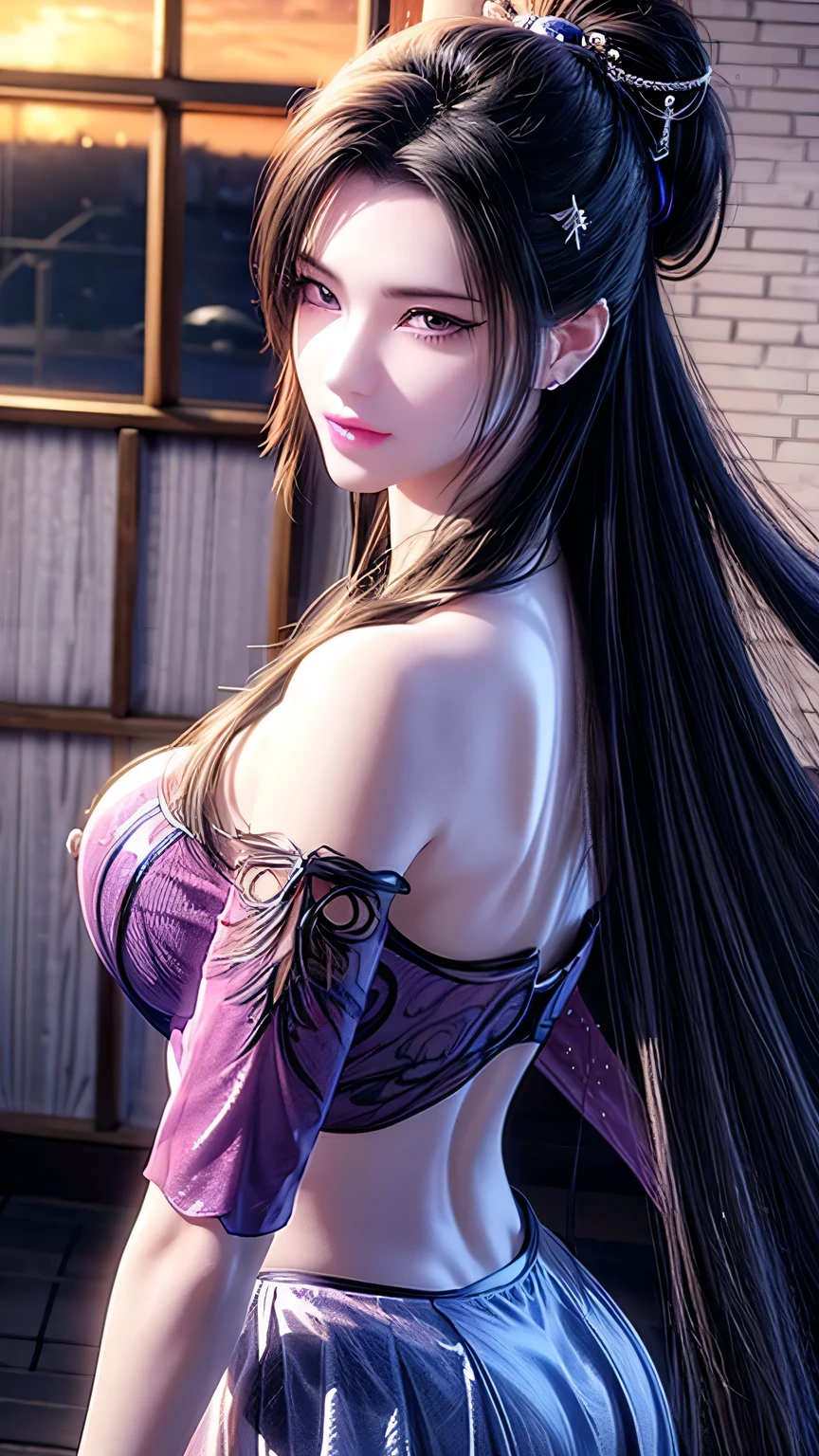 Close-up:A woman in a gauze skirt,Beautiful anime CGI art,Realistic anime girl rendering,Realistic anime 3D style,Beautiful fantasy queen。