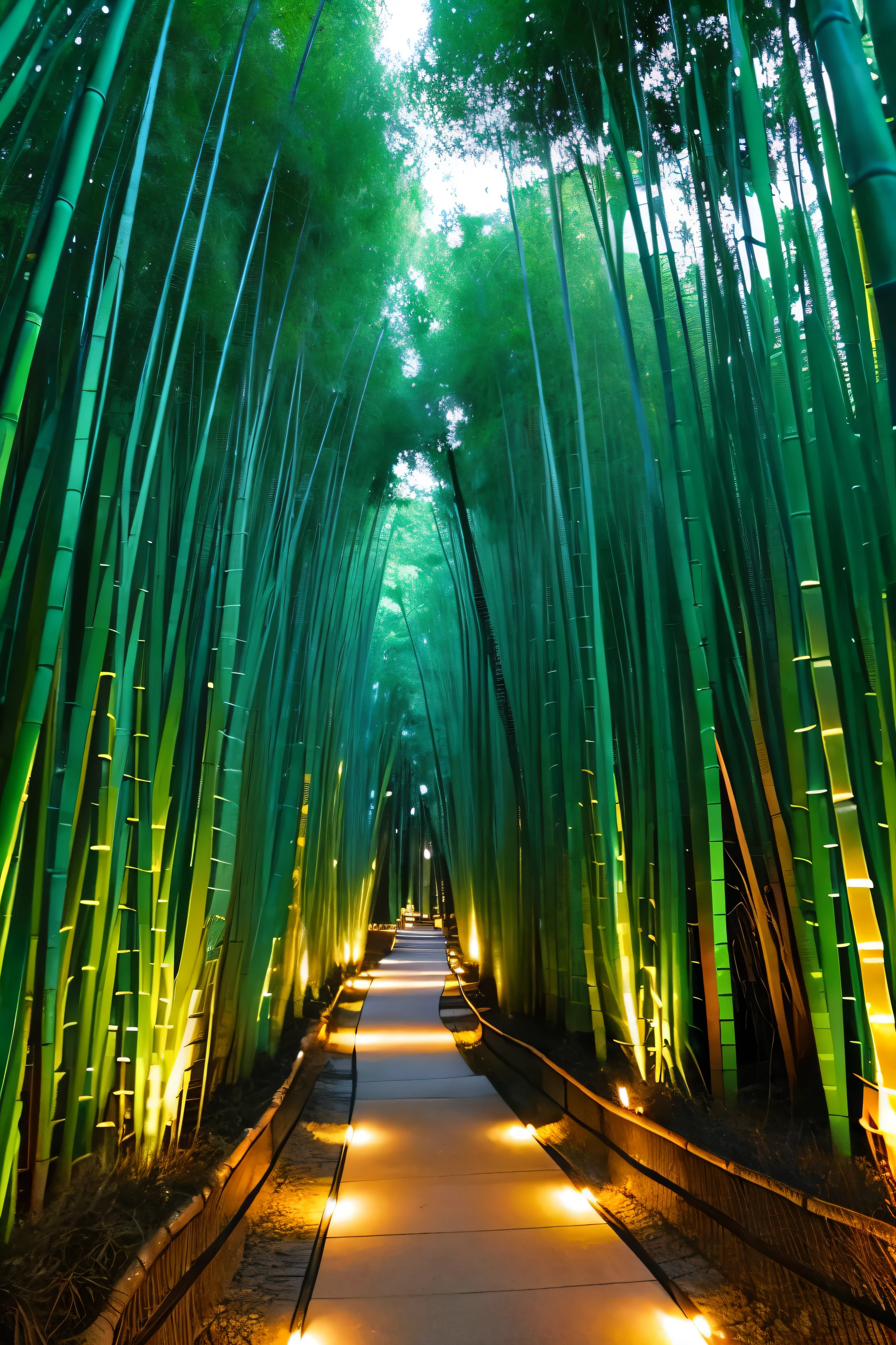 Bamboo Forest Path: Sagano「Bamboo Forest Path」、Light-up event「Kyoto・Arashiyama Hanato Street」held、night、dark、darkness、Change the angle。
