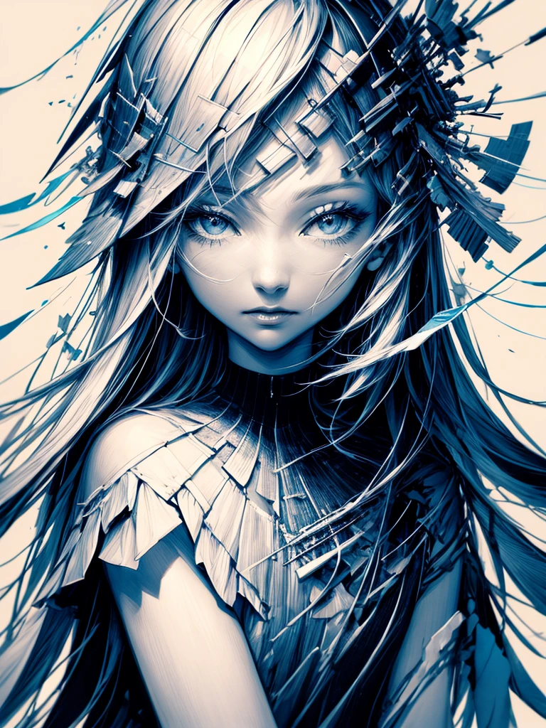girl with、(​masterpiece、top-quality、offcial art、Beauty and aesthetics:1.2)、(ultra-detailliert)、detaile、The best illustrations、hand-paintedhigh-quality、(highly contrast)、(Clean lines:1.3)、(line-drawing)、line-drawing、(complex lines)、(Lola:add more details:0.5),Ligneclair、Fractal Art、Pen drawing、、(portlate、From the knee up、very closeup:1.1)、,Wraparound configuration, , Japanese style ,(intricate-detail),(colourfull),hight resolution,full body,