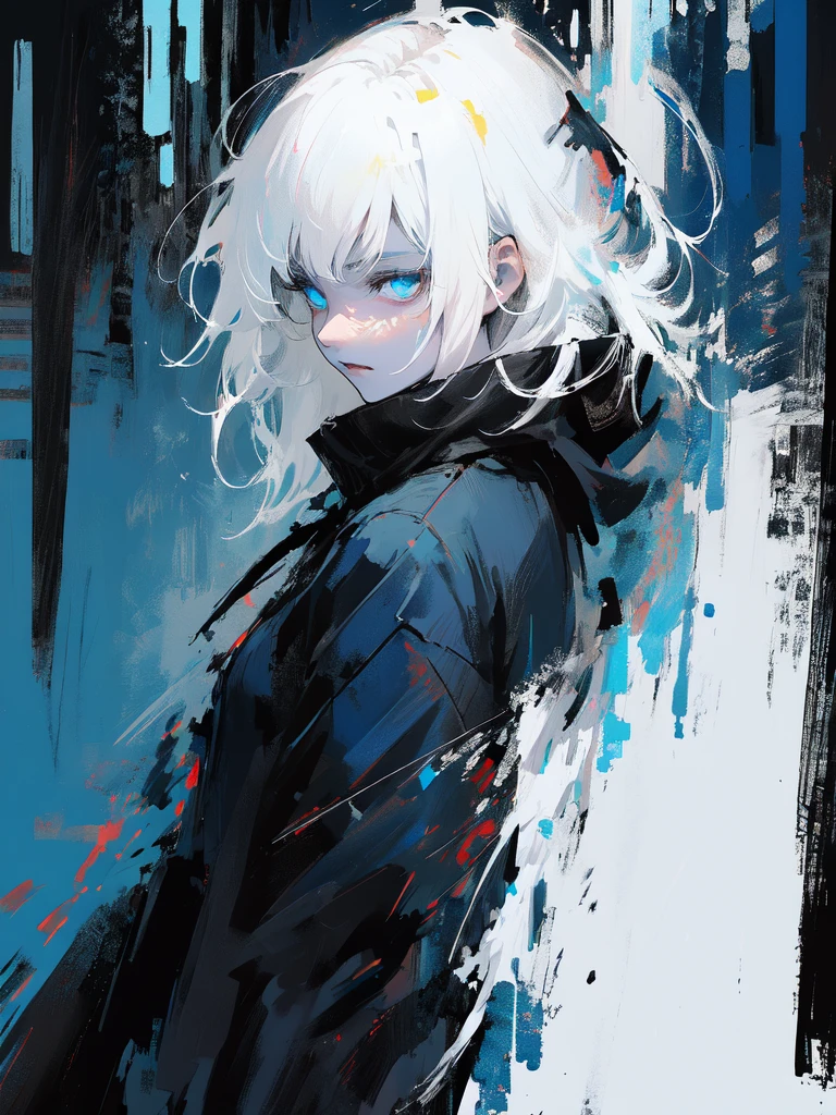 (side view,slightly above,:1.5),(extremely detailed CG unity 16k wallpaper:1.3),(trembling picture,break free,burn with passion,humanoid beast,:1.3)
(nonrepresentational art,vivid color, wide angle, visual kei,very rough strip:1.3),
style of decadent illustrations,meiji art,
pixelated chaos,lith printing,
ultra high res,
horror thehe,scary,
(white hair,glowing blue eyes,oni,cold,deep dark fantsy:1.5),
 rain onk_arima,white background, scenery, ink, mountains, water, trees