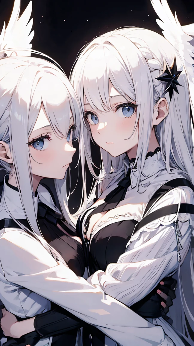 Symmetric,Two women,white,black,Angel,devil