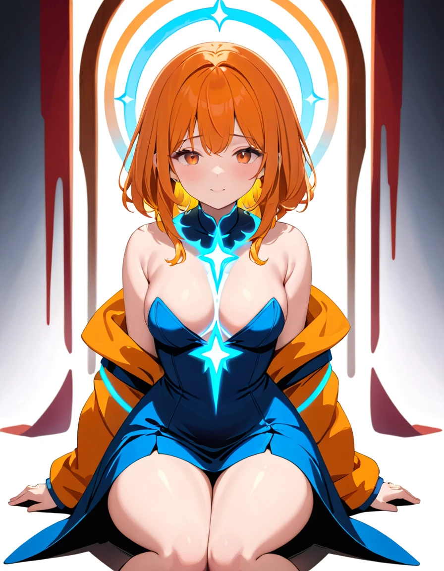 (masterpiece, best quality: 1.2), high resolution, high quality, girl, cute , , outfit random, orange hair, , spiritual aura, sitting
