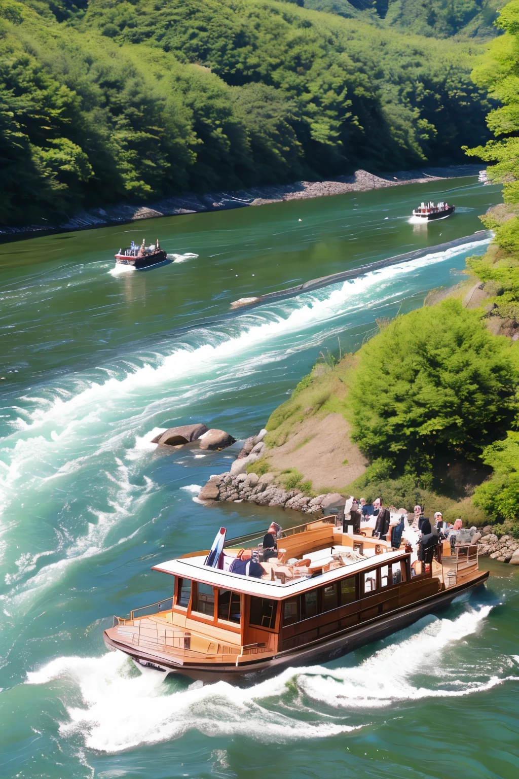 Hozugawa River Cruise: Take a boat ride down the 16km from Kameoka to Saga「Hozugawa River Cruise」teeth、This is a tourist activity where you can enjoy the beautiful scenery dotted with rapids and huge rocks.。春teeth桜、Close-up、
