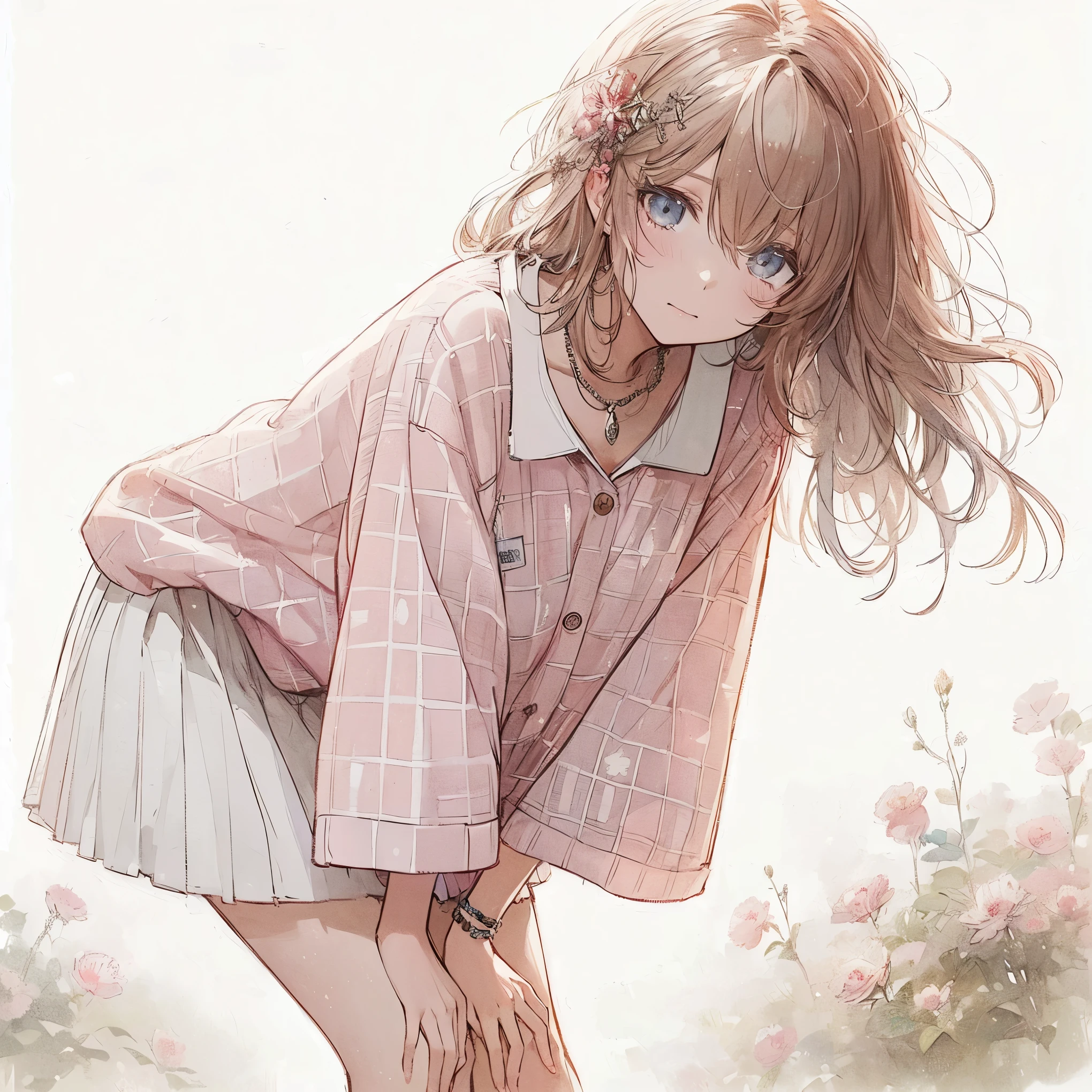 Official art using high-quality hand-drawn watercolor sketch techniques. (best quality,4k,8k,highres,masterpiece:1.2),ultra-detailed,beautiful detailed gray eyes,A girl with beautiful eyes, everyone, beautiful anime girl, cute anime girl, smooth anime art, anime style, elegant colors, soft lighting, delicate beautiful wet eyes, very coquettish, (beautiful large breast:1.2), (correct hands:1.2),