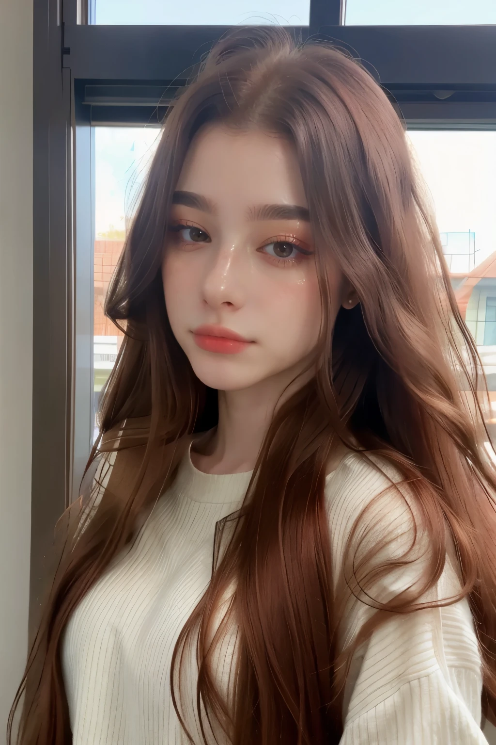 solo, very detailed, detailed face, very long hair, picture of a beautiful young woman, sfw, ((redhaired)), tarankaaa, natural style redhair