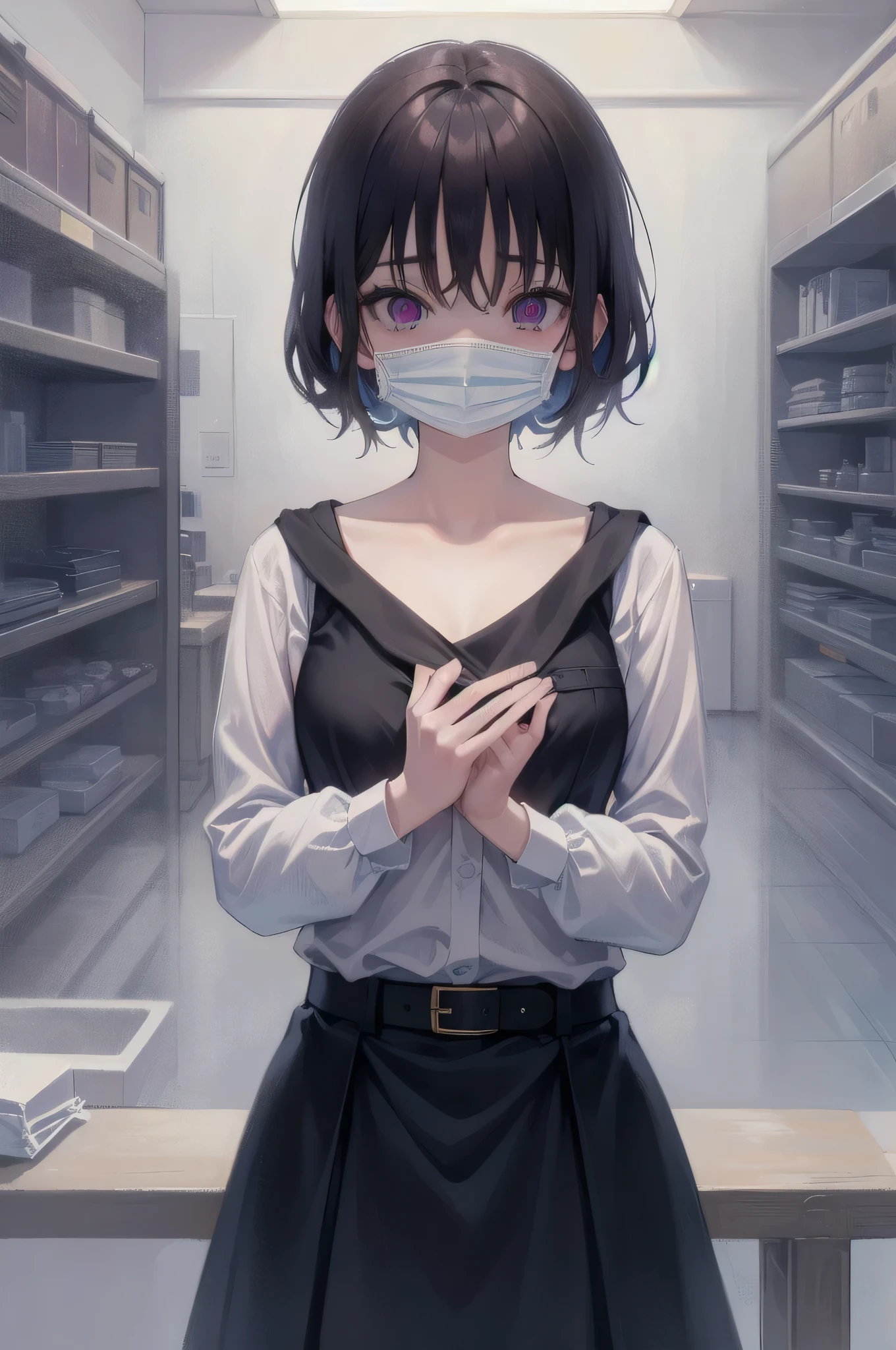 (Tabletop:1.0), (highest quality:1.4), (High resolution:1.2),(Latex lace mouth mask:1.3), Open your mouth, Sharp contours, boyish, highest quality, masterpiece,Glasses,Voice of the Heart,Breast milk,yandere,nsfw
