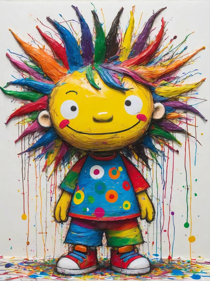 Drawing by Takashi Murakami and Peter 5 year olds scribble drawing of Dark Horse, messy, crayons on white construction paper, not good, full body drawiing, unfinished, 4K, octane render