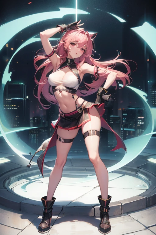 origen, freedom, coralcoast, red hair, bangs, long hair, twintails, sidelocks, expressive hair, hair strand, hair ribbon, purple eyes, wide-eyed, pupils sparkling, longeyelashes, serious, seductive smile, anime, anime style, drop shadow, sparkle, character chart, rounded corners, tachi-e, projected inset, cinematic lighting, UHD, super detail, high details, 4K, outdoors
