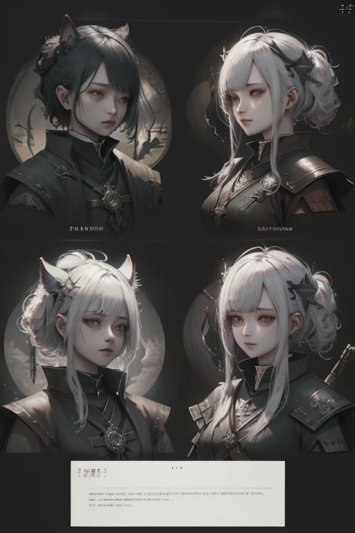 There are a bunch of screenshots of the characters，Characters side by side，Character Portraits，Baroque，Character selection screen，8k character details，In-game graphics，full character，Gothic antique theme，Highly detailed characters，ability image，entire character！Characters side by side， Computer games with user interface，Game character head design adjustment ID card selection game professional warrior mage priest archer ranger knight shield warrior hunter summoner beast trainer priest nurse dancer herbalist shaman druid chef ninja