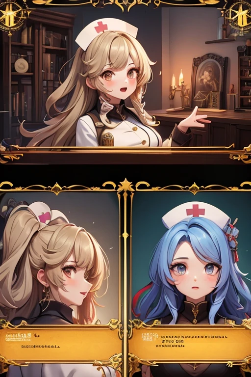 There are a bunch of screenshots of the characters,Characters side by side,Character Portraits,Baroque,Character selection screen,8k character details,In-game graphics,full character,Gothic antique theme,Highly detailed characters,ability image,entire character!Characters side by side, Computer games with user interface,Game character head design adjustment ID card selection game occupation priest nurse dancer dancer singer herbalist shaman druid chef ninja