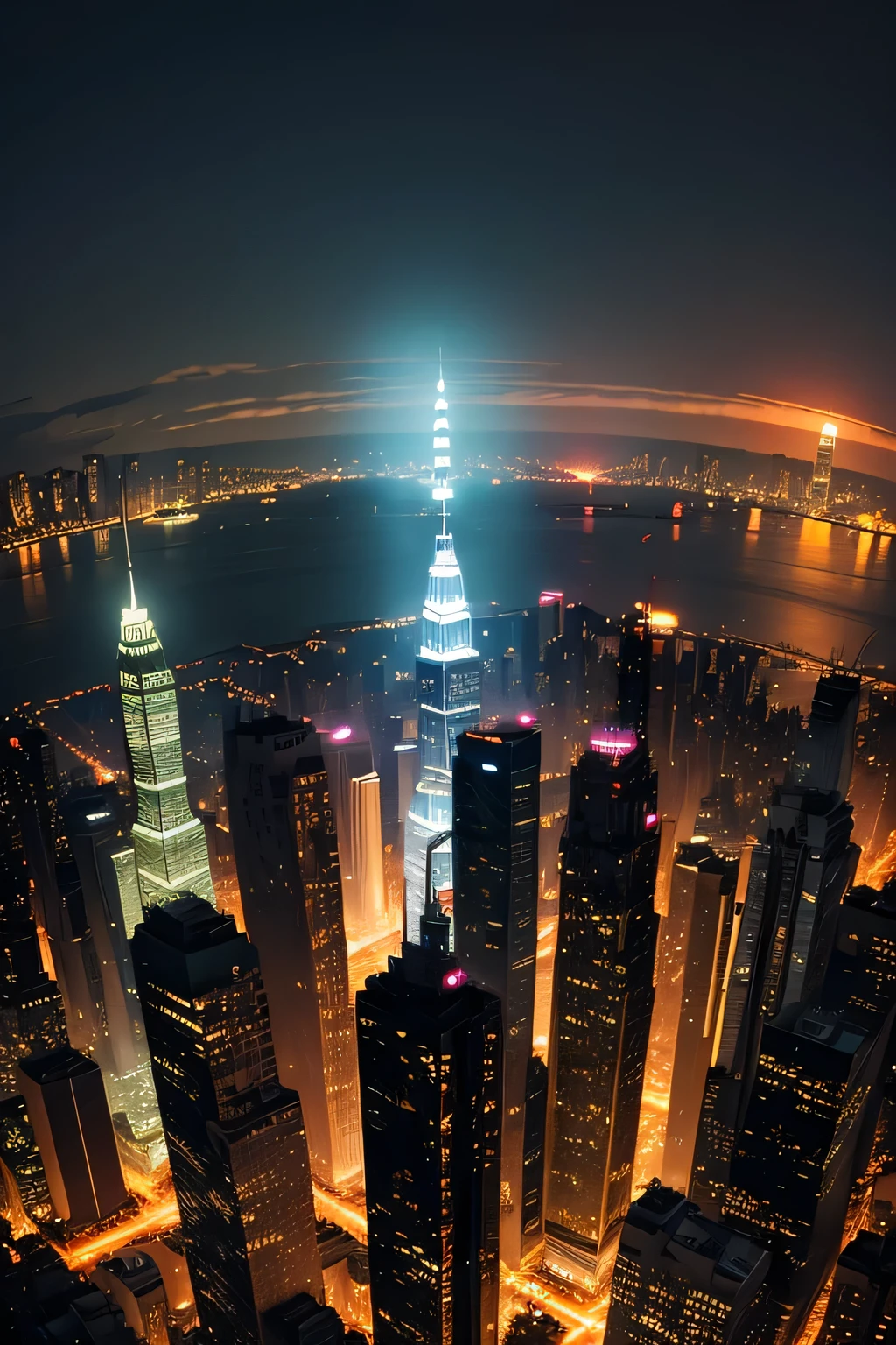 New York City, night, Hong Kong atmosphere