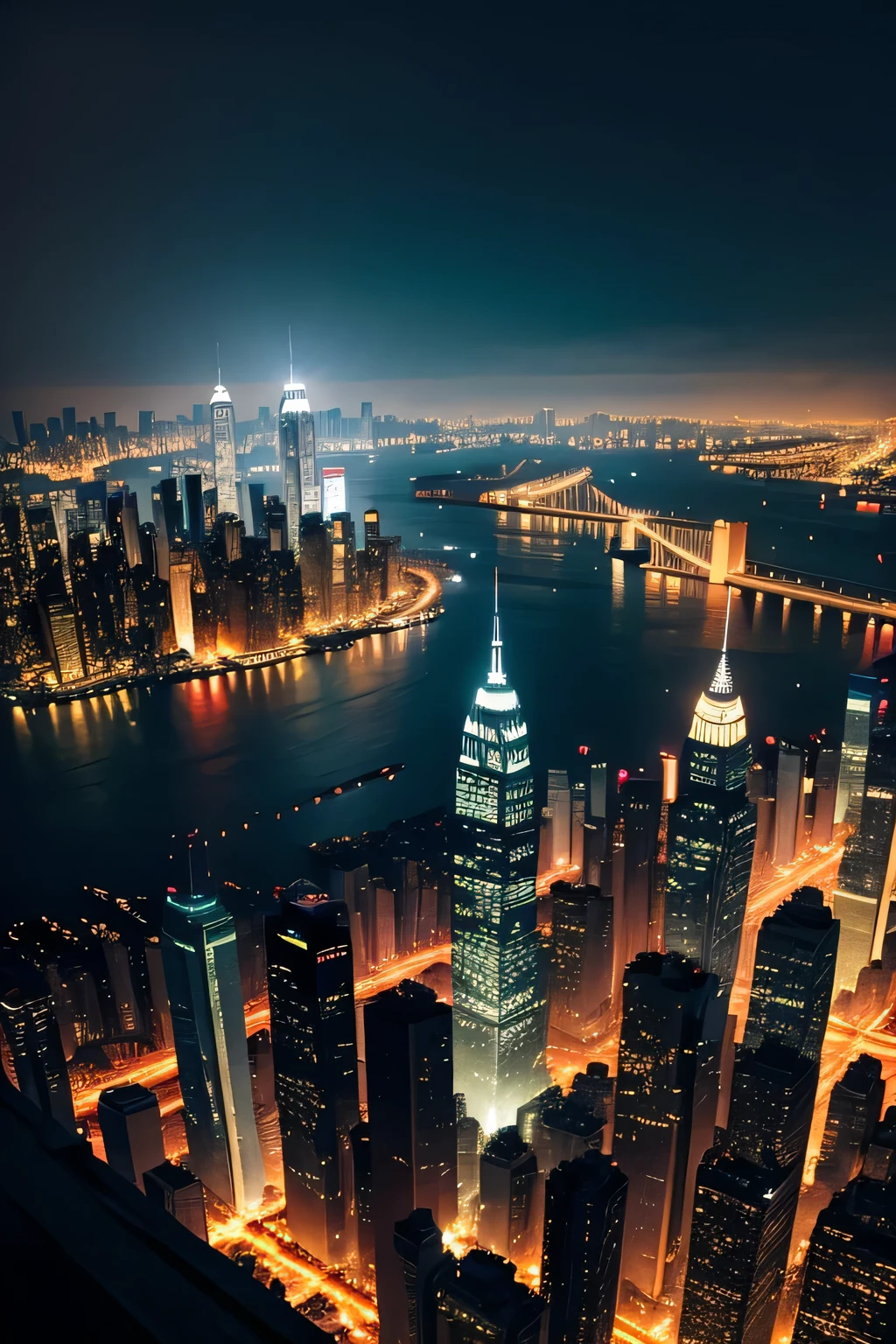 New York City, night, Hong Kong atmosphere