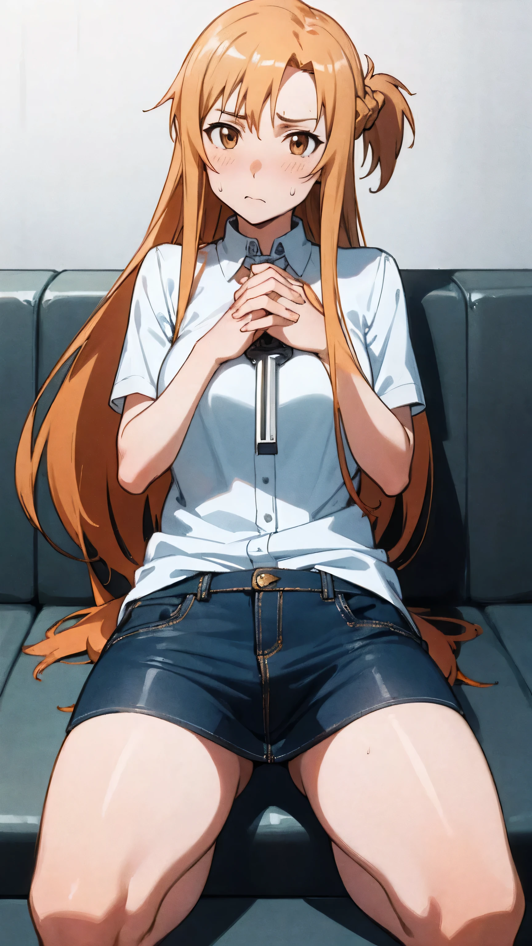 (masterpiece:1.2, best quality:1.1, highres,absurdres, high quality),(photorealistic:1.1),reflected light, colorful,ultra-detailed, ultra hd, super detailed,
gamo, long hair, orange hair, orange eyes, brown hair, white shirt, smirk,black miniskirt, open shirt,unbuttoned shirt,no bra, navel, school rooftop,((vapingnation, smoking, smoke)),sunset, open mouth,