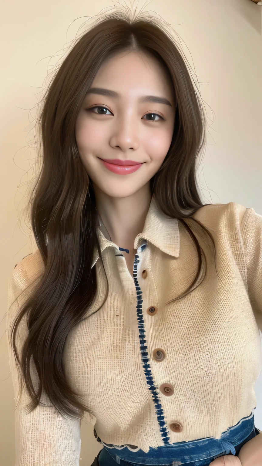 seed:2020674263.((Full body angle:1.1)).((highest quality, 8K, masterpiece:1.3)), ((from below:1.1)).concentrated:1.2, Perfect body beauty:1.4, Hips:1.2, ((Delicate Hair)), (Colorful button-through crop shirt :1.1) , ((highest quality、8K、masterpiece:1.3))、1 Girl、A sloppy smile、Esbian all over、Slim face、Big Boobs、Beautiful woman、(Dark Brown Hair)、Long Hair、1.1、Flickering Valley、Detailed eyes、double eyelid、Blurred Background、超Slim face、Smile、Looking down、stroll、