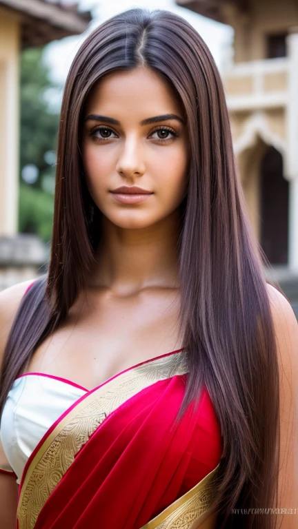 RAW portrait photo of 1 brunette woman with long hair, in front of a hindu temple, wearing a beautiful saree, imagem de perfil, european supermodel , seminua, medium firm breasts, soio, revela seu corpo, transparente, altamente detalhado, skin imperfections:1.1), detalhada, specular illumination, DSLR, ultra qualidade, sharp focus, grain of film, Sharp features, soft natural lighting, magic photography, natural lightting, Foto realism, ultra-detalhado, 8k, melhor qualidade, Ultra Alto Nadaolution, (fotorrealista: 1.4), high resolution, detalhada, foto crua, sharp re, (8k, 4k, melhor qualidade, alto, Ultra alto nada:1.1), (obra-prima, realista, realista:1.1), Estilo Raw 50,  beautiful long hairs, crazy long hairs, super long hairs, long hair, crazy long hairs, super long hairs,