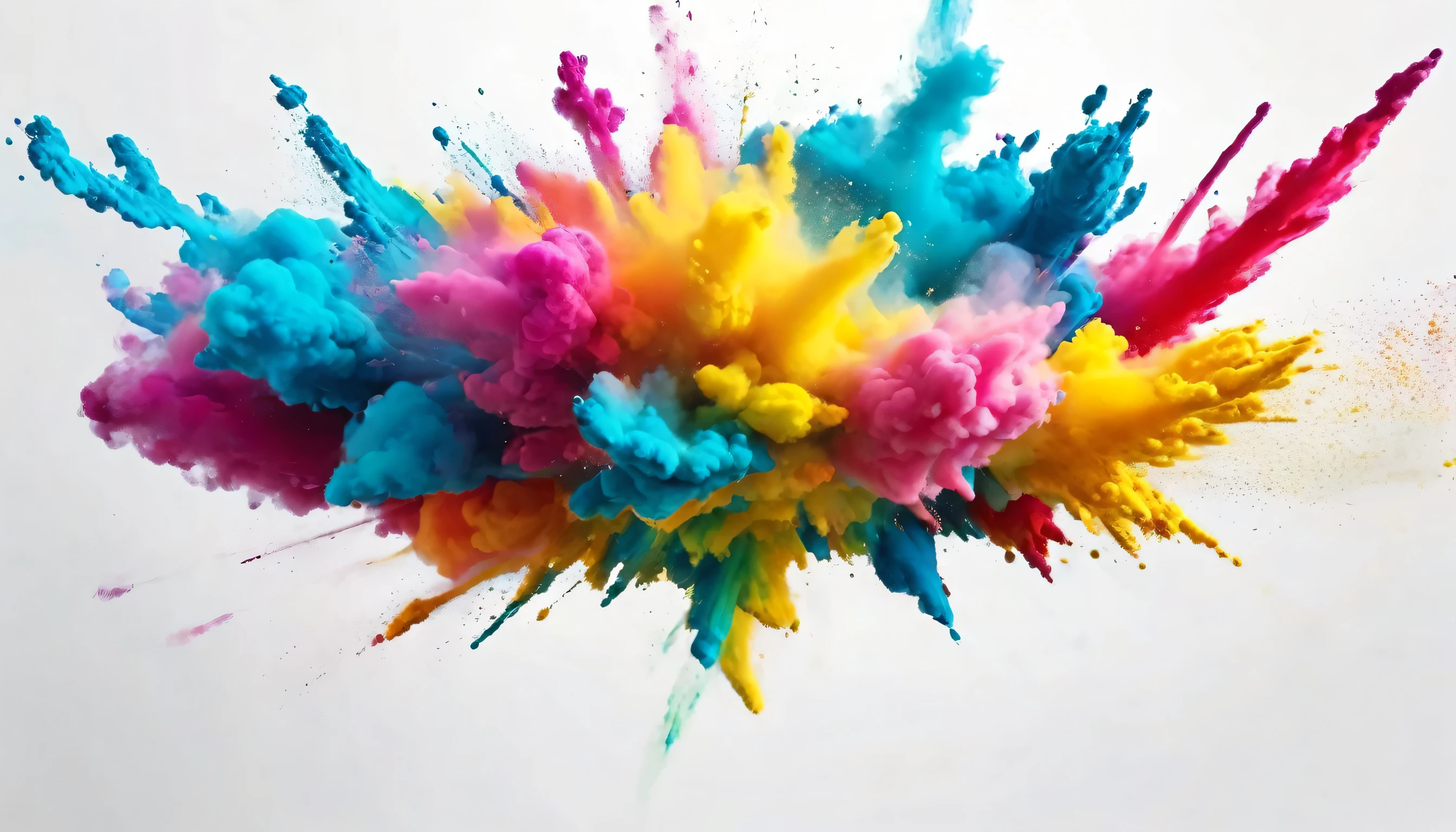 Colorful powder explosion isolated on white background. Colorful abstract paint explosion. Holi paint, with 3d rendering effect