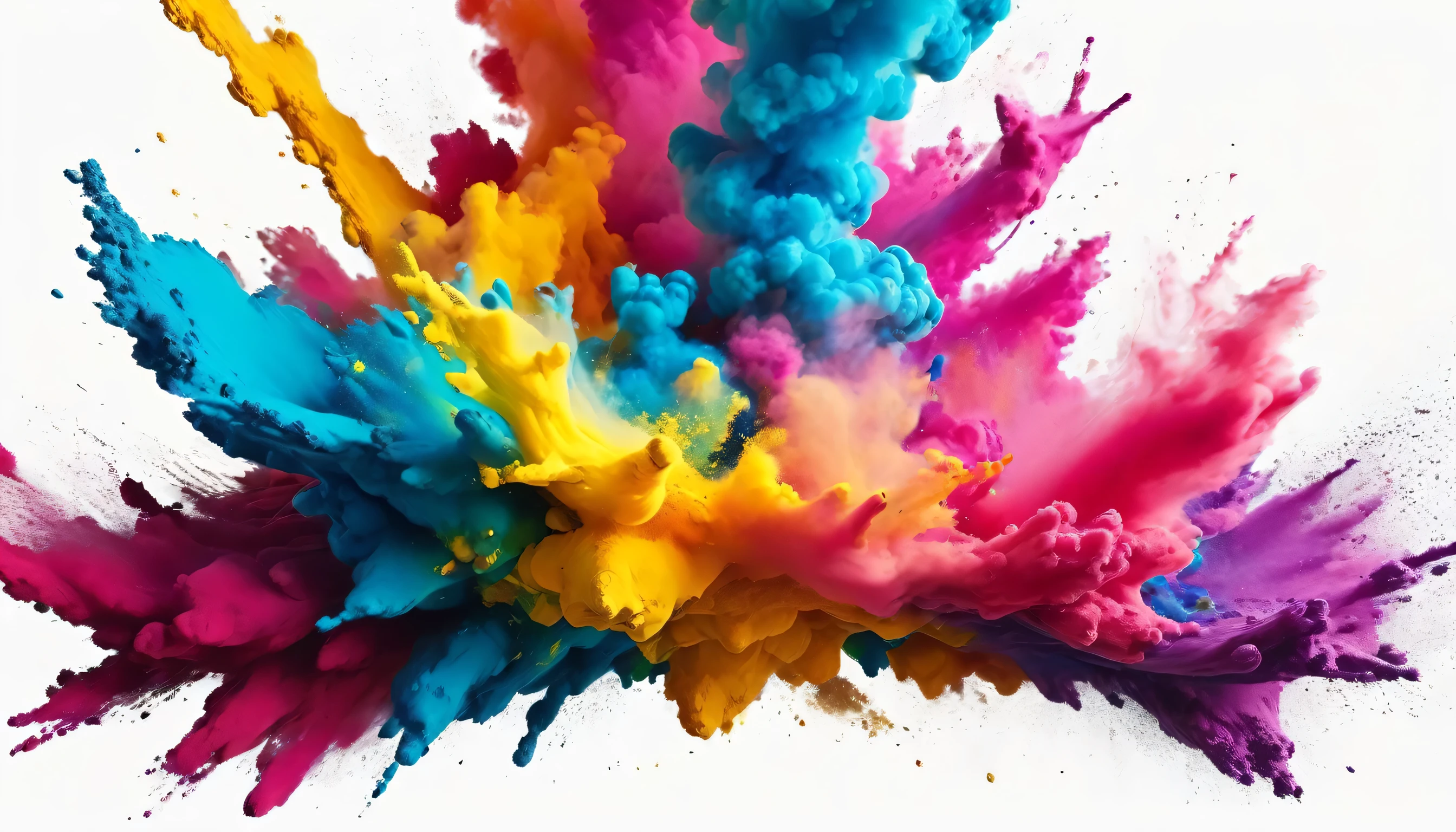 Colorful powder explosion isolated on white background. Colorful abstract paint explosion. Holi paint, with 3d rendering effect