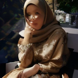 potret seorang perempuan cantik,memakai baju casual, berhijab, sepatu jalan, latar wallpaper bunga kecil, photography, realistis HDR, 100k