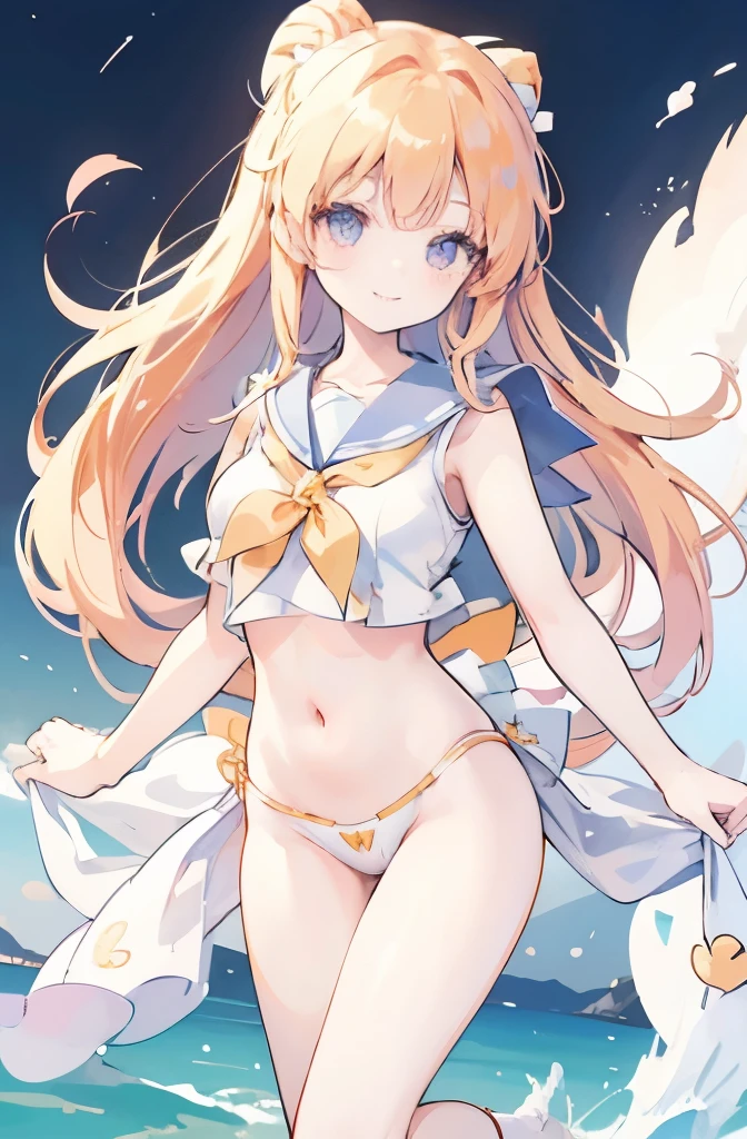 Highest quality,8k anime drawing,High definition,Girl:1.2,(Mons pubis),With bangs,smile,8 heads,Sailor Venus