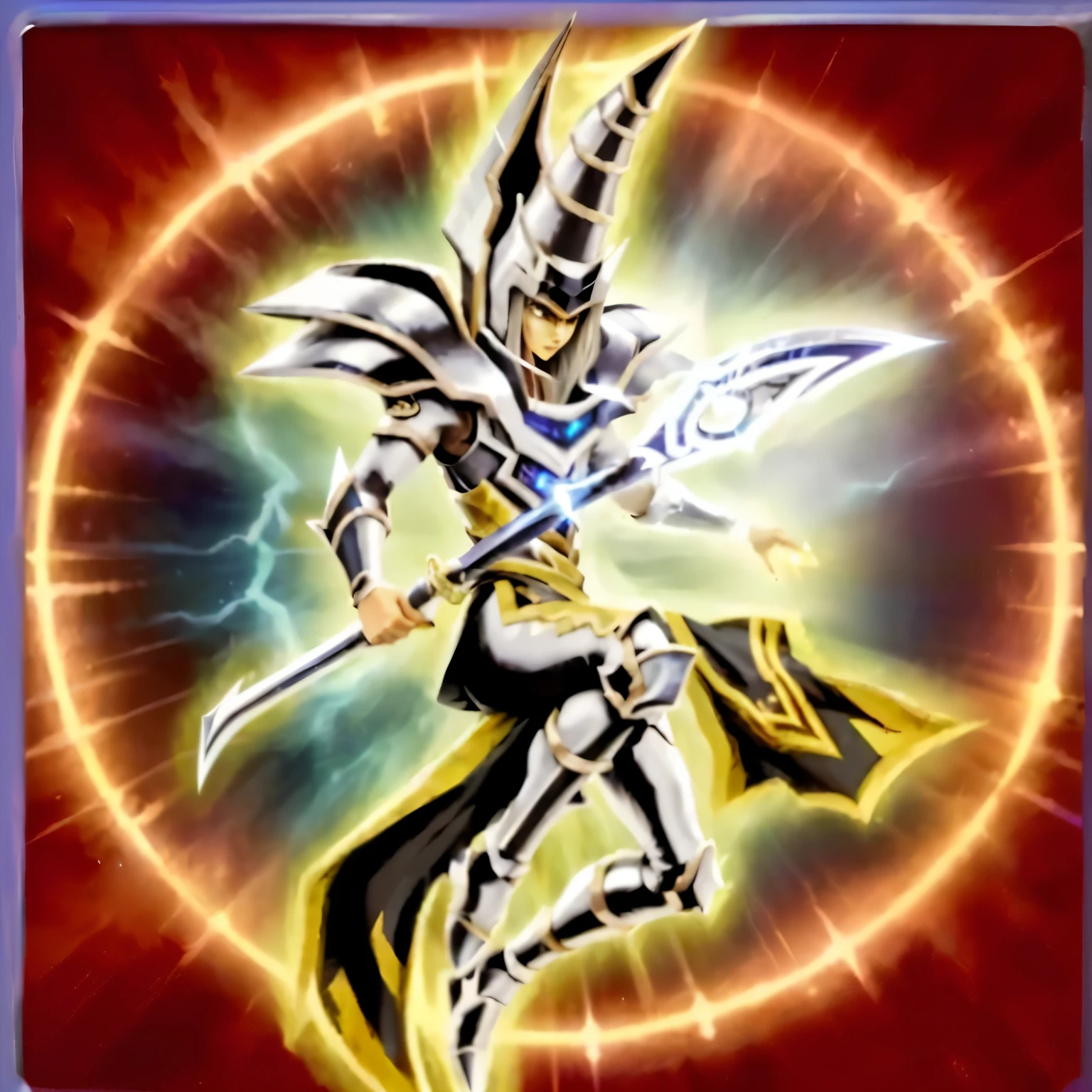 a close up of a person holding a sword in a circle, Lightning Wizard Spell Icon, llama conjurando blindado, mystical anubis valkyrie, estilo de espada fantasma, Tormenta dios egipcio, Wizard The Ascension, oryantalist, estilo yugioh, epic legends game icon, dios legendario sosteniendo lanza, darius puia, warrior dynasty hybrid, yugioh card