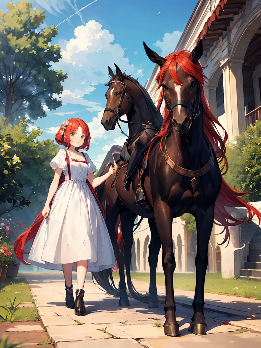 44 A beautiful girl with red hair, aged 11, was taken by a king on his horse