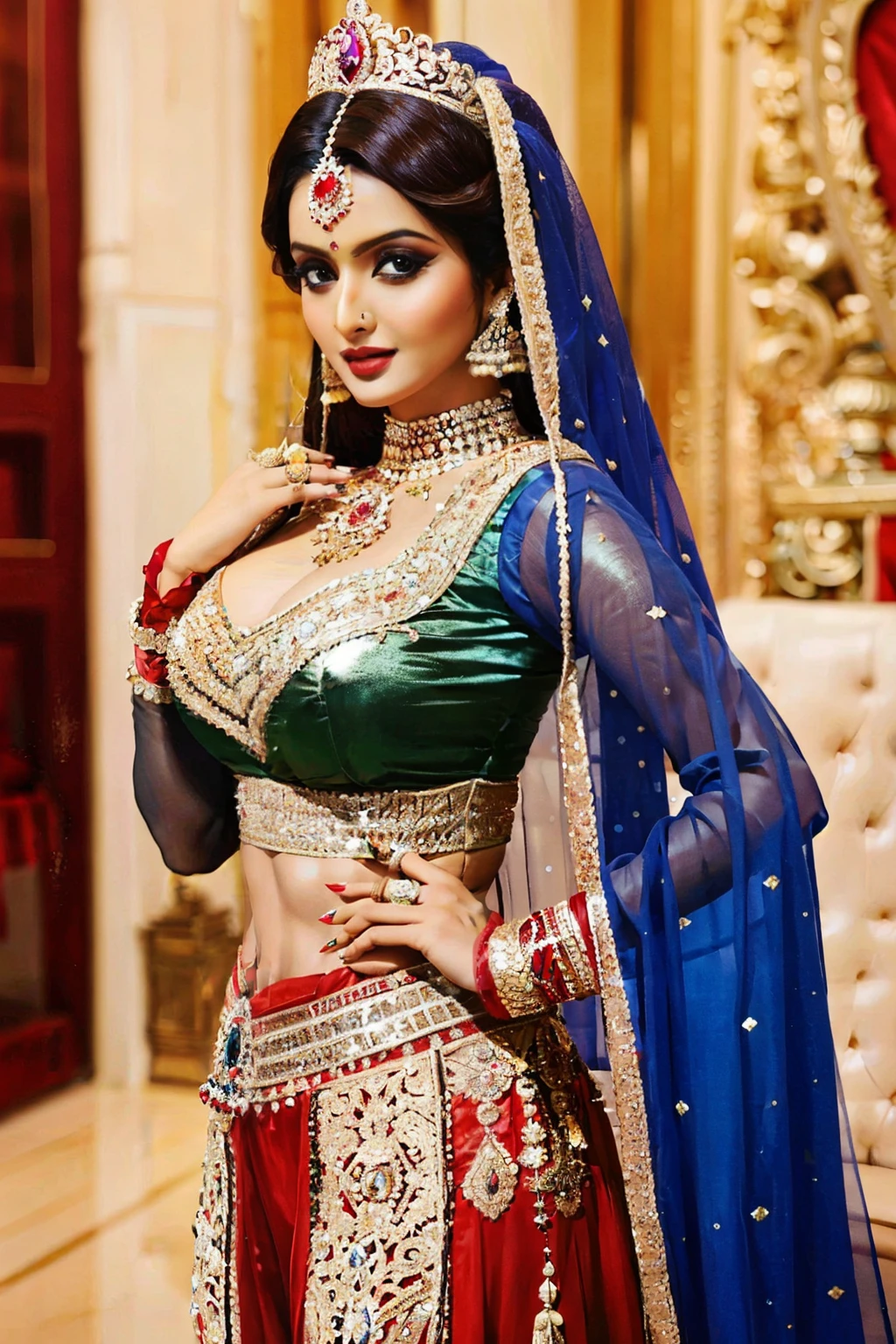 high quality, super sexy princess costume,large breasts, indian super model,in the heavenly Palace
