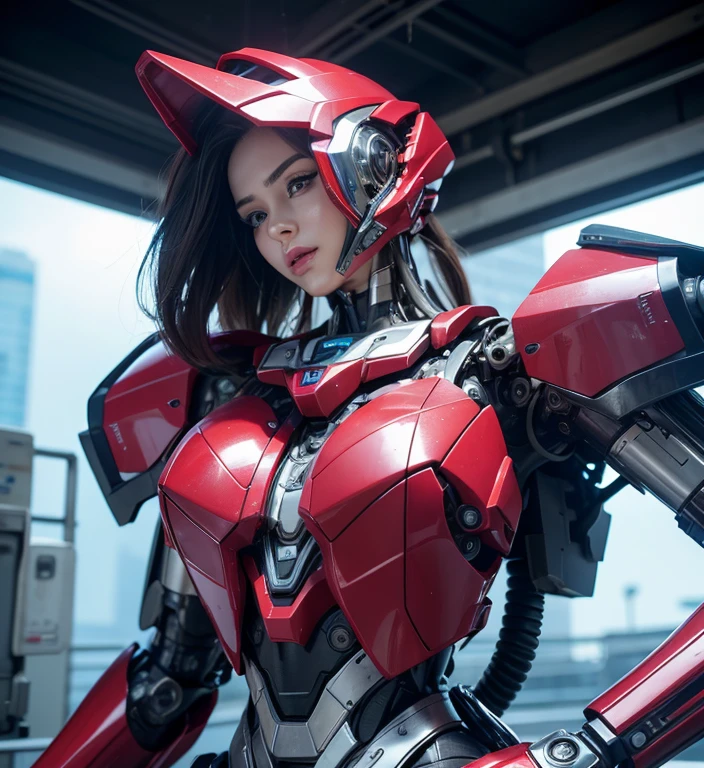 Textured skin, Super Detail, high details, High quality, Best Quality, hight resolution, 1080p, hard disk, Beautiful,(Elita One),beautiful cyborg woman,Mecha Cyborg Girl,Battle Mode,Girl with a Mecha Body,She wears a futuristic Transformers mech,Fulll body Shot,A powerful cyborg woman, sleek and futuristic, with advanced mechanical augmentations that enhance her strength and capabilities.