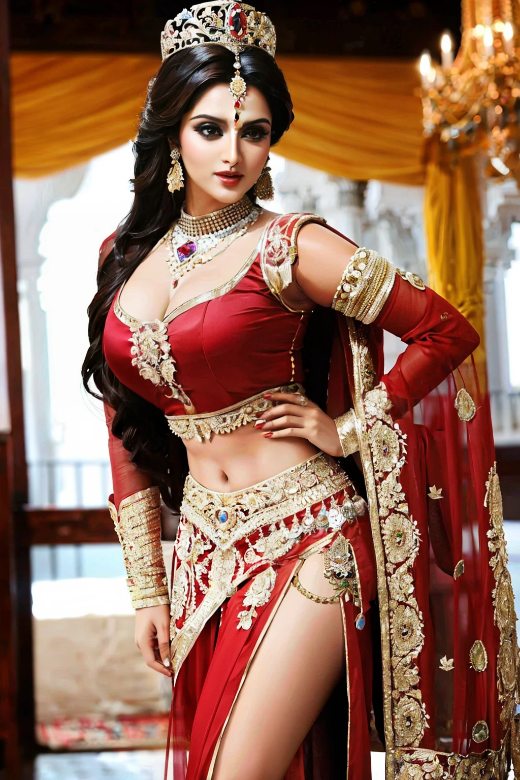 high quality, super sexy princess costume,large breasts, indian super model,in the heavenly Palace
