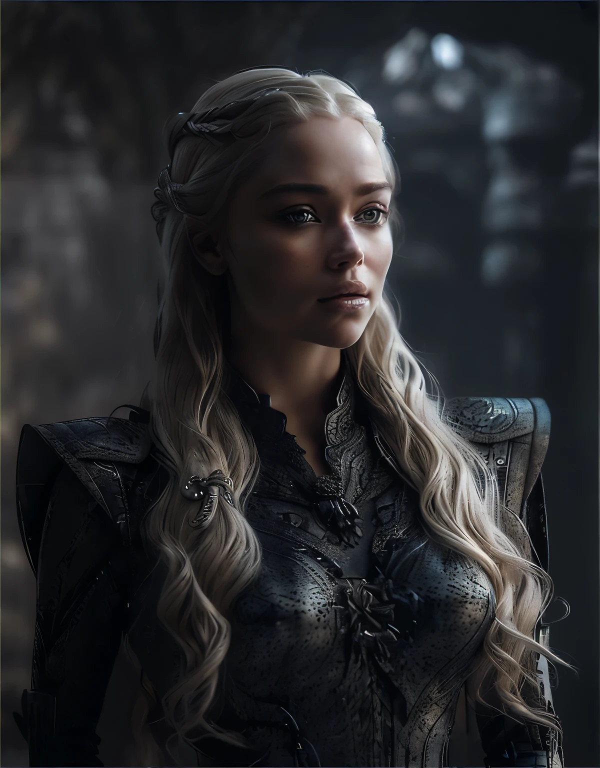 Close-up of a woman with long blond hair wearing a shawl, Daenerys, Daenerys targaryen, shot from Game of Thrones, Film texture，Backlight，High Contrast，2.8 large apertures，(Extremely detailed CG),(((8K))),wallpaper,((Extremely exquisite and beautiful)),(((masterpiece))),(((Best quality))),(((Ultra-high resolution))),Beautiful light,Realistic shadows,(Smooth and flawless fair skin:1.5),(Extremely delicate facial details:1.2),(Extremely detailed:1.5),(Upper Body:1.3)，Blonde hair glowing in the sun，Large Breasts，Wearing a golden crown on his head，The expression is firm，Surrealism, From the front, traditional media, (Chromatic Aberration, Intricate details), Dynamic poses,Dynamic angle, , HDR, High resolution